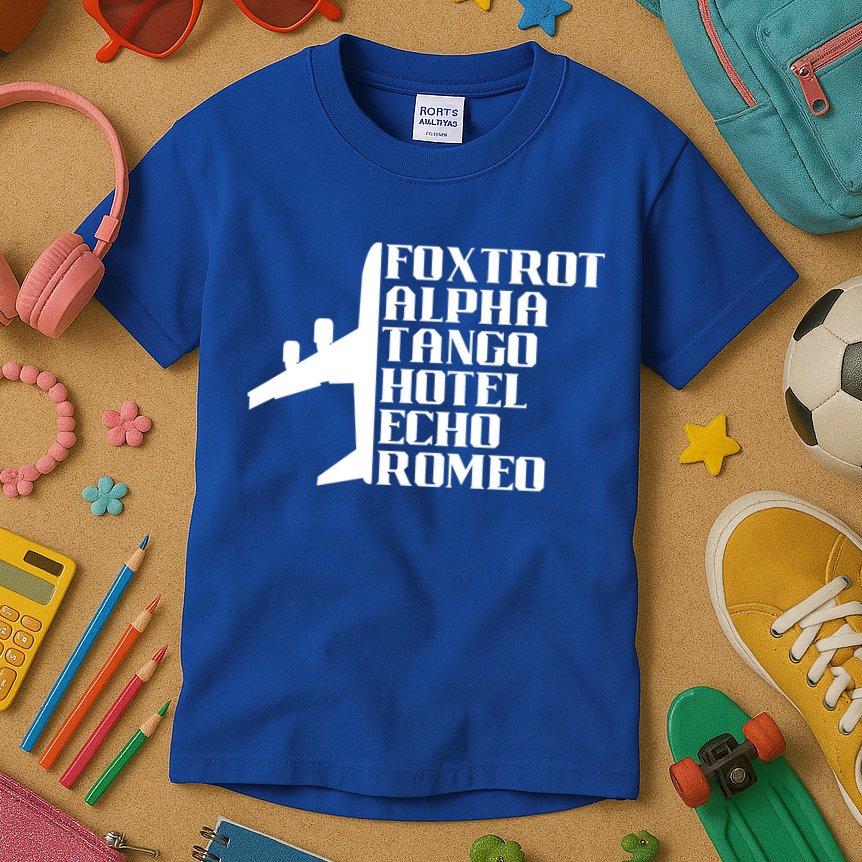Pilot Dad Father Aviation Captain Phonetics Fathers Day Cool Gift Kids T-Shirt