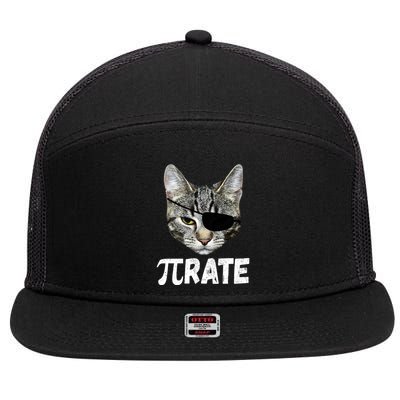 Pi Day Funny Cat Pirate 7 Panel Mesh Trucker Snapback Hat