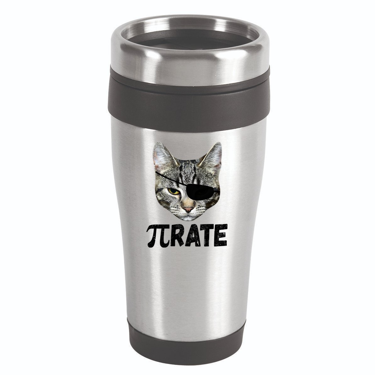 Pi Day Funny Cat Pirate 16oz Travel Tumbler