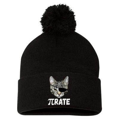 Pi Day Funny Cat Pirate Pom Pom 12in Knit Beanie
