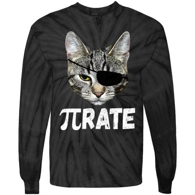 Pi Day Funny Cat Pirate Tie-Dye Long Sleeve Shirt