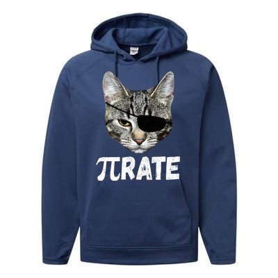 Pi Day Funny Cat Pirate Performance Fleece Hoodie