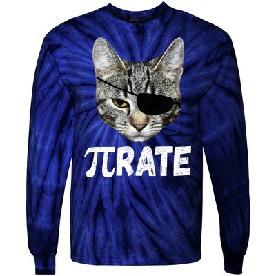 Pi Day Funny Cat Pirate Tie-Dye Long Sleeve Shirt