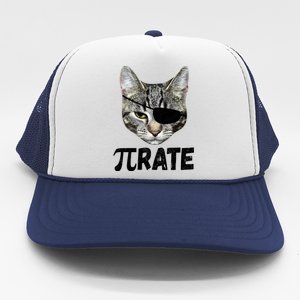 Pi Day Funny Cat Pirate Trucker Hat