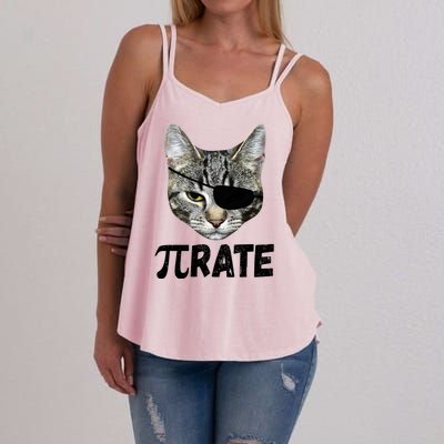 Pi Day Funny Cat Pirate Women's Strappy Tank