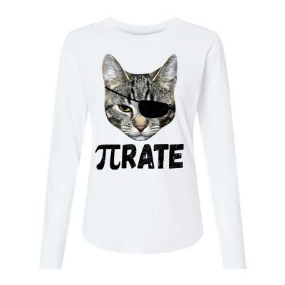 Pi Day Funny Cat Pirate Womens Cotton Relaxed Long Sleeve T-Shirt