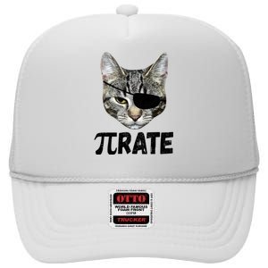 Pi Day Funny Cat Pirate High Crown Mesh Back Trucker Hat