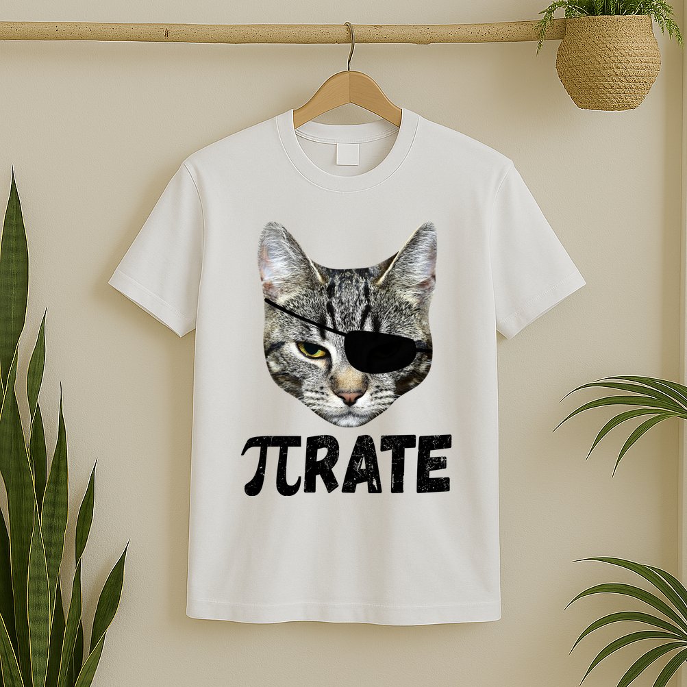Pi Day Funny Cat Pirate T-Shirt
