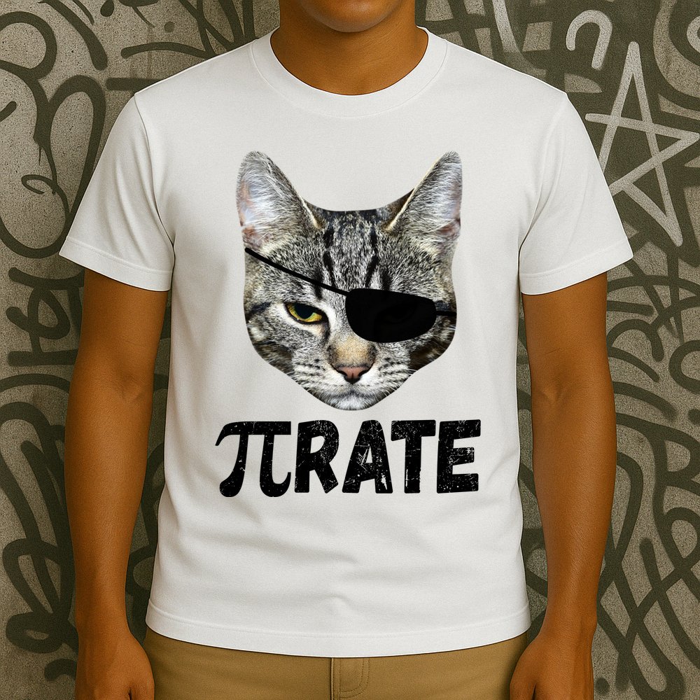 Pi Day Funny Cat Pirate T-Shirt
