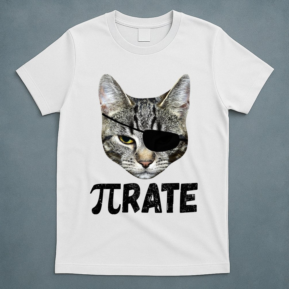 Pi Day Funny Cat Pirate T-Shirt