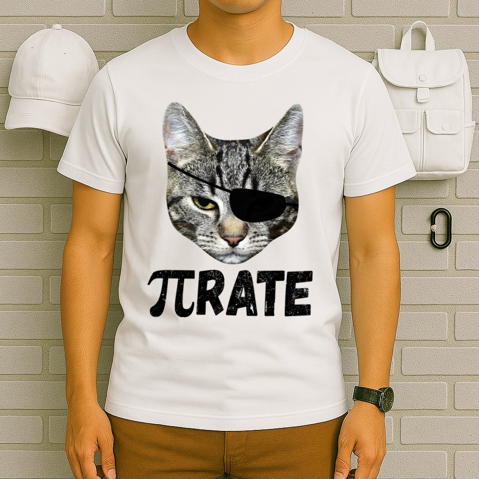 Pi Day Funny Cat Pirate T-Shirt