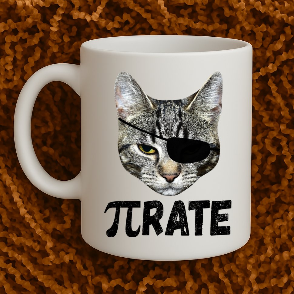 Pi Day Funny Cat Pirate Mug