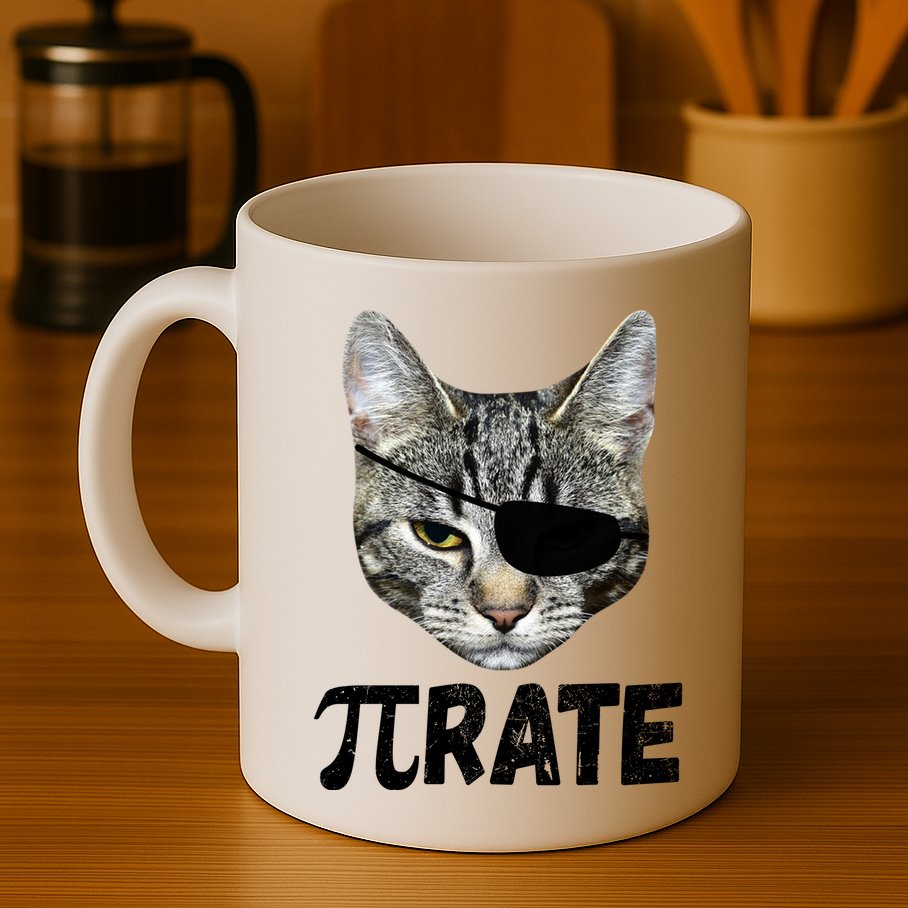 Pi Day Funny Cat Pirate Mug