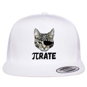 Pi Day Funny Cat Pirate Flat Bill Trucker Hat