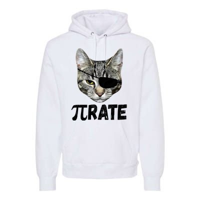 Pi Day Funny Cat Pirate Premium Hoodie