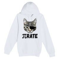 Pi Day Funny Cat Pirate Premium Pullover Hoodie