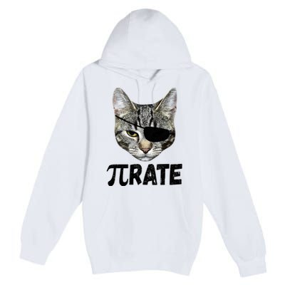 Pi Day Funny Cat Pirate Premium Pullover Hoodie