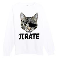 Pi Day Funny Cat Pirate Premium Crewneck Sweatshirt