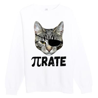 Pi Day Funny Cat Pirate Premium Crewneck Sweatshirt