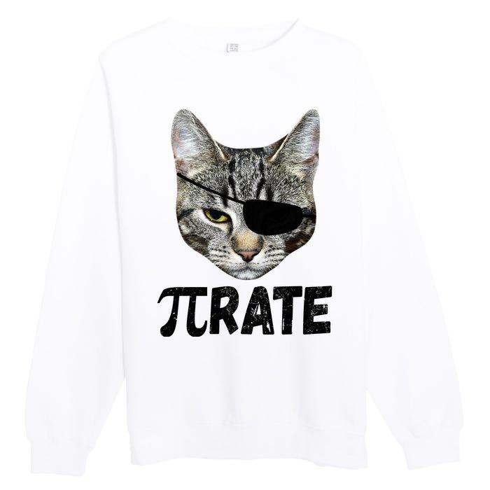 Pi Day Funny Cat Pirate Premium Crewneck Sweatshirt