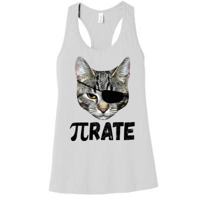 Pi Day Funny Cat Pirate Women's Racerback Tank