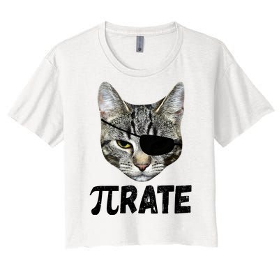 Pi Day Funny Cat Pirate Women's Crop Top Tee