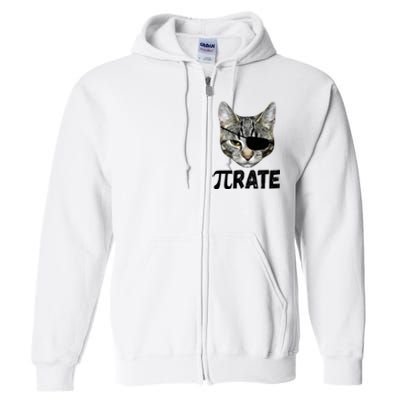 Pi Day Funny Cat Pirate Full Zip Hoodie