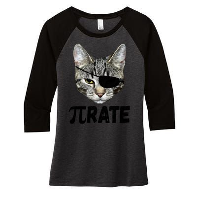 Pi Day Funny Cat Pirate Women's Tri-Blend 3/4-Sleeve Raglan Shirt