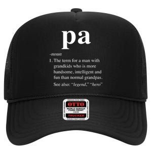 Pa Definition Funny Noun Grandpa Defined Father's Day High Crown Mesh Back Trucker Hat