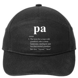 Pa Definition Funny Noun Grandpa Defined Father's Day 7-Panel Snapback Hat