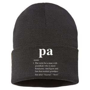 Pa Definition Funny Noun Grandpa Defined Father's Day Sustainable Knit Beanie