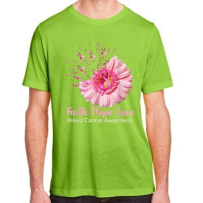 Pink Daisy Flower Faith Hope Love Breast Cancer Awareness Adult ChromaSoft Performance T-Shirt