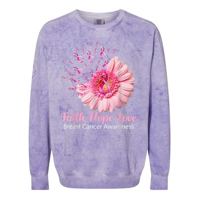 Pink Daisy Flower Faith Hope Love Breast Cancer Awareness Colorblast Crewneck Sweatshirt