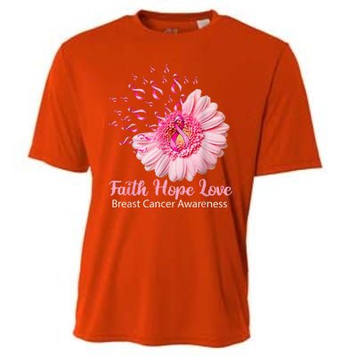 Pink Daisy Flower Faith Hope Love Breast Cancer Awareness Cooling Performance Crew T-Shirt