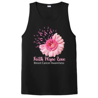 Pink Daisy Flower Faith Hope Love Breast Cancer Awareness PosiCharge Competitor Tank