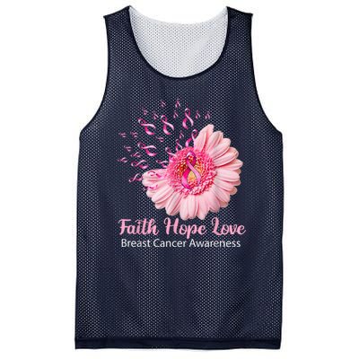 Pink Daisy Flower Faith Hope Love Breast Cancer Awareness Mesh Reversible Basketball Jersey Tank