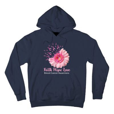 Pink Daisy Flower Faith Hope Love Breast Cancer Awareness Tall Hoodie