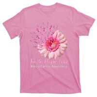 Pink Daisy Flower Faith Hope Love Breast Cancer Awareness T-Shirt