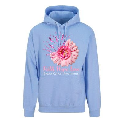 Pink Daisy Flower Faith Hope Love Breast Cancer Awareness Unisex Surf Hoodie