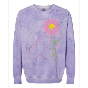 Pug Dog Flower Paw Cure Breast Cancer Awareness Support Gift Colorblast Crewneck Sweatshirt