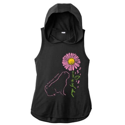 Pug Dog Flower Paw Cure Breast Cancer Awareness Support Gift Ladies PosiCharge Tri-Blend Wicking Draft Hoodie Tank