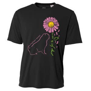 Pug Dog Flower Paw Cure Breast Cancer Awareness Support Gift Cooling Performance Crew T-Shirt