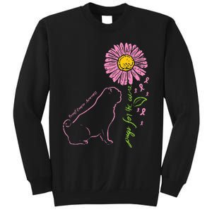 Pug Dog Flower Paw Cure Breast Cancer Awareness Support Gift Sweatshirt