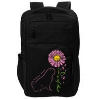 Pug Dog Flower Paw Cure Breast Cancer Awareness Support Gift Impact Tech Backpack