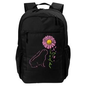 Pug Dog Flower Paw Cure Breast Cancer Awareness Support Gift Daily Commute Backpack