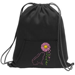 Pug Dog Flower Paw Cure Breast Cancer Awareness Support Gift Sweatshirt Cinch Pack Bag