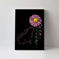 Pug Dog Flower Paw Cure Breast Cancer Awareness Support Gift Canvas