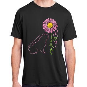 Pug Dog Flower Paw Cure Breast Cancer Awareness Support Gift Adult ChromaSoft Performance T-Shirt