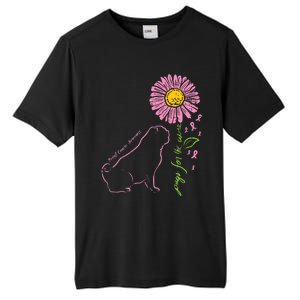 Pug Dog Flower Paw Cure Breast Cancer Awareness Support Gift Tall Fusion ChromaSoft Performance T-Shirt