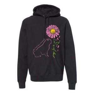 Pug Dog Flower Paw Cure Breast Cancer Awareness Support Gift Premium Hoodie